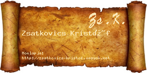 Zsatkovics Kristóf névjegykártya